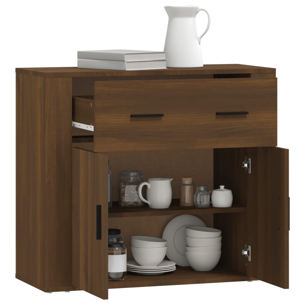 Dressoir 80x33x70 cm bewerkt hout bruin eikenkleur is nu te koop bij PeponiXL, paradijselijk wonen!