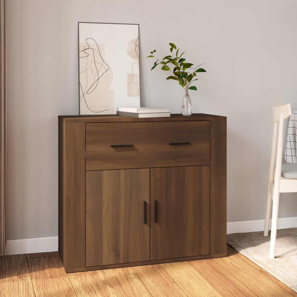 Dressoir 80x33x70 cm bewerkt hout bruin eikenkleur is nu te koop bij PeponiXL, paradijselijk wonen!