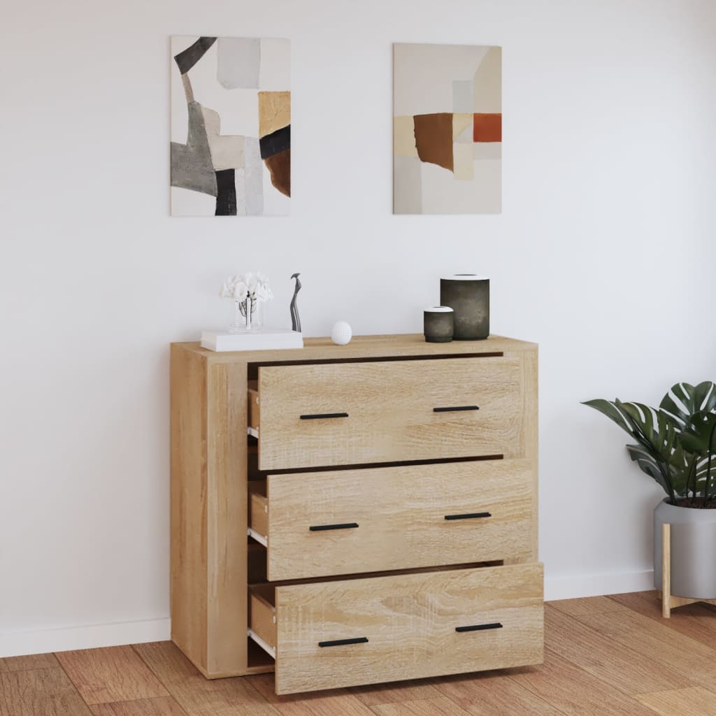 Dressoir 80x33x70 cm bewerkt hout sonoma eikenkleurig is nu te koop bij PeponiXL, paradijselijk wonen!