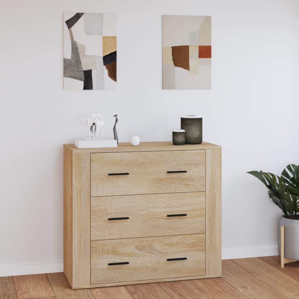 Dressoir 80x33x70 cm bewerkt hout sonoma eikenkleurig is nu te koop bij PeponiXL, paradijselijk wonen!