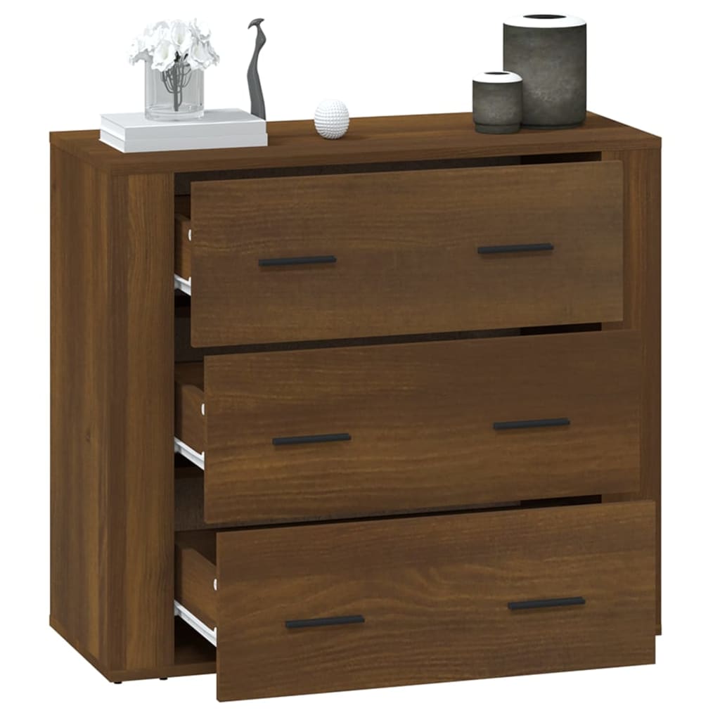Dressoir 80x33x70 cm bewerkt hout bruin eikenkleur is nu te koop bij PeponiXL, paradijselijk wonen!