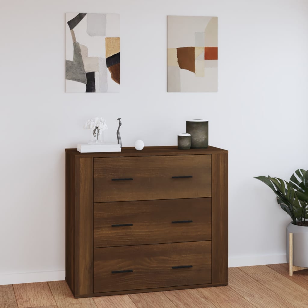 Dressoir 80x33x70 cm bewerkt hout bruin eikenkleur is nu te koop bij PeponiXL, paradijselijk wonen!