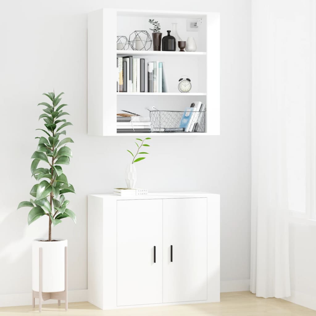 Wandkast 80x33x80 cm bewerkt hout wit is nu te koop bij PeponiXL, paradijselijk wonen!
