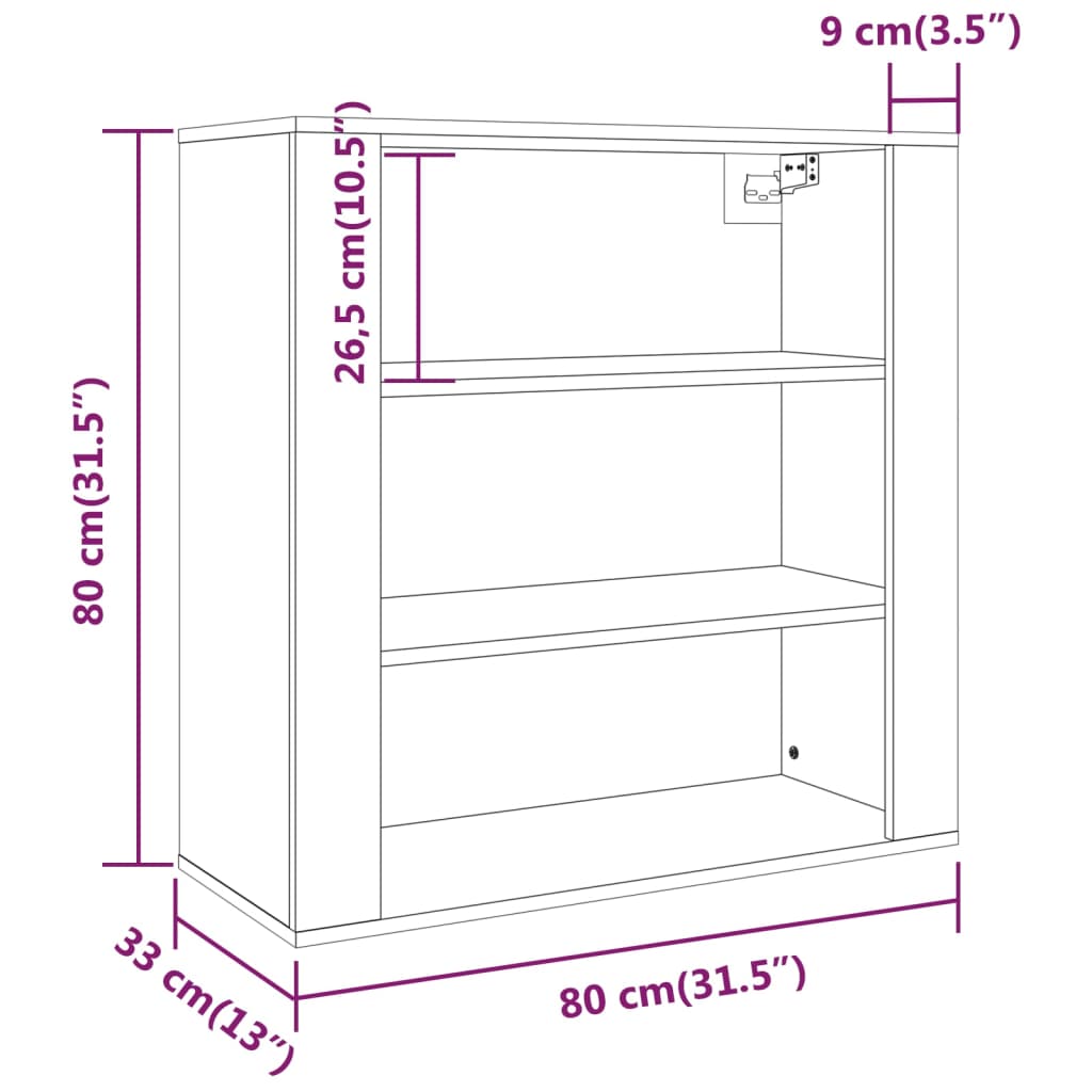 Wandkast 80x33x80 cm bewerkt hout wit is nu te koop bij PeponiXL, paradijselijk wonen!