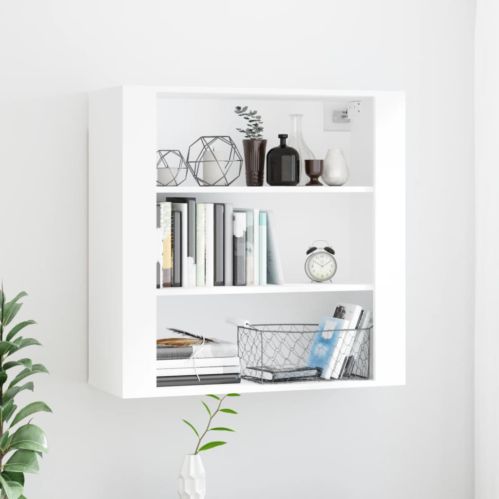 Wandkast 80x33x80 cm bewerkt hout wit is nu te koop bij PeponiXL, paradijselijk wonen!