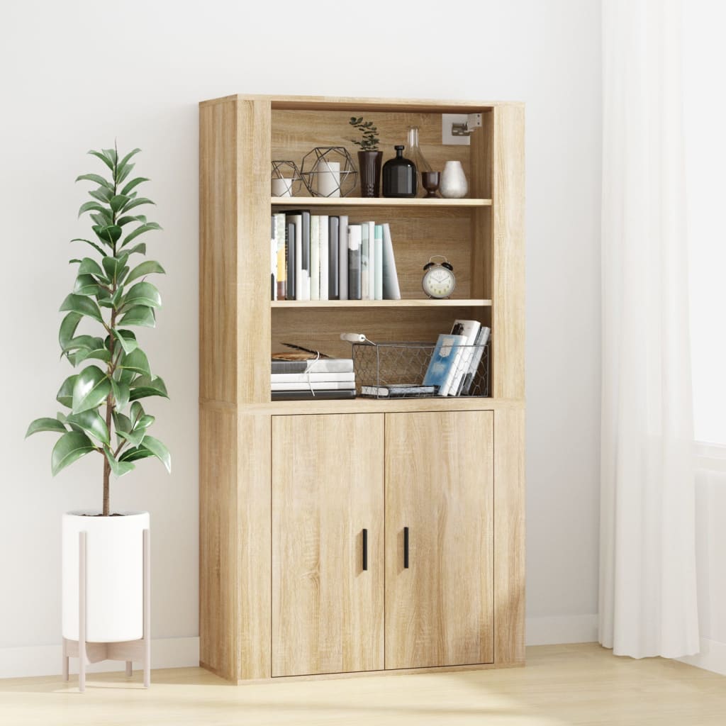 Wandkast 80x33x80 cm bewerkt hout sonoma eikenkleurig is nu te koop bij PeponiXL, paradijselijk wonen!