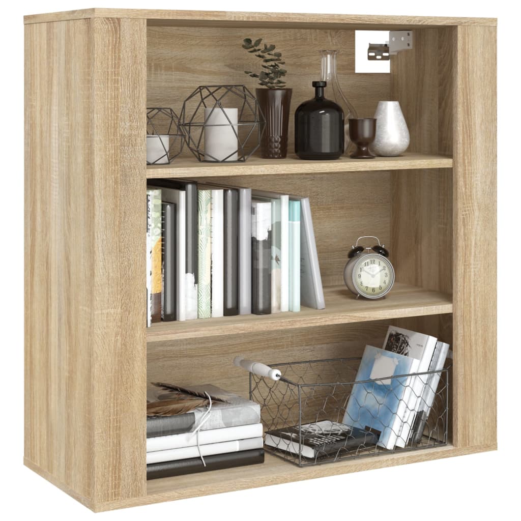 Wandkast 80x33x80 cm bewerkt hout sonoma eikenkleurig is nu te koop bij PeponiXL, paradijselijk wonen!