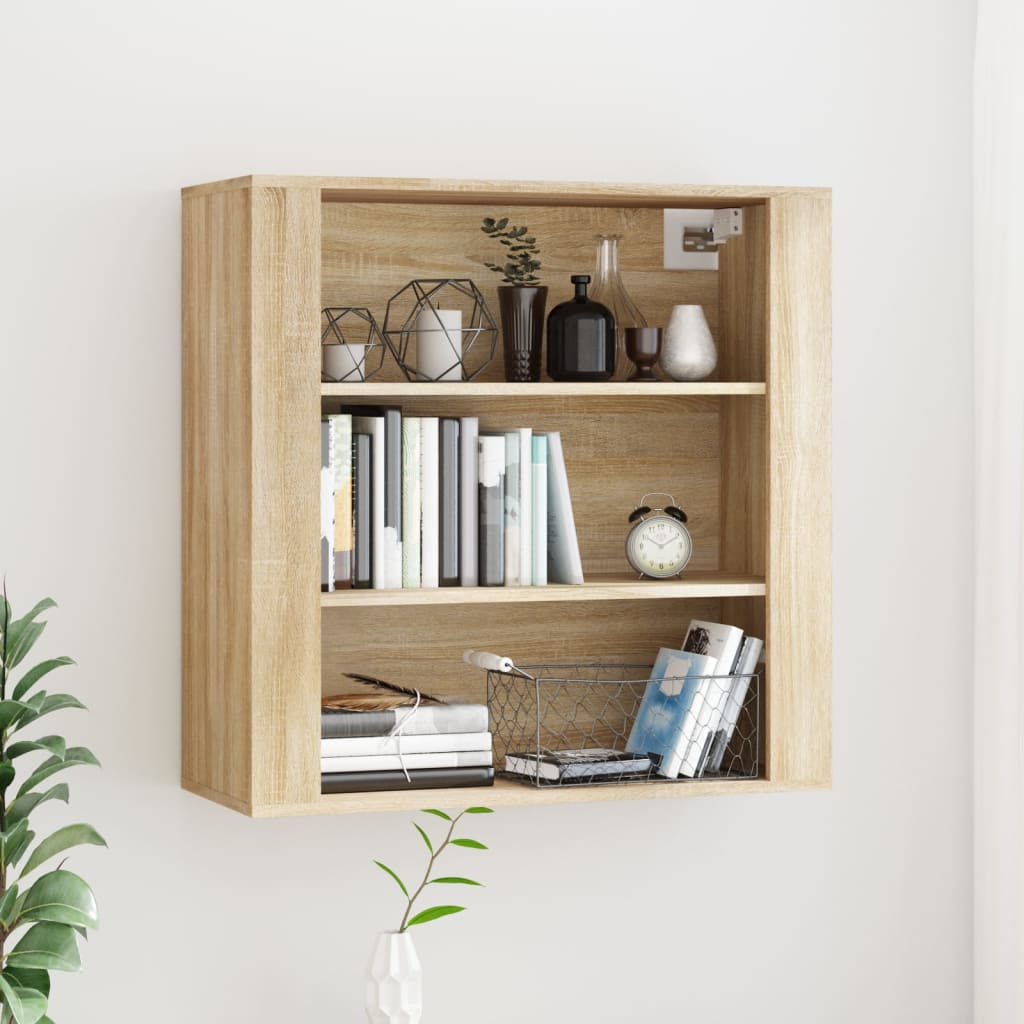 Wandkast 80x33x80 cm bewerkt hout sonoma eikenkleurig is nu te koop bij PeponiXL, paradijselijk wonen!