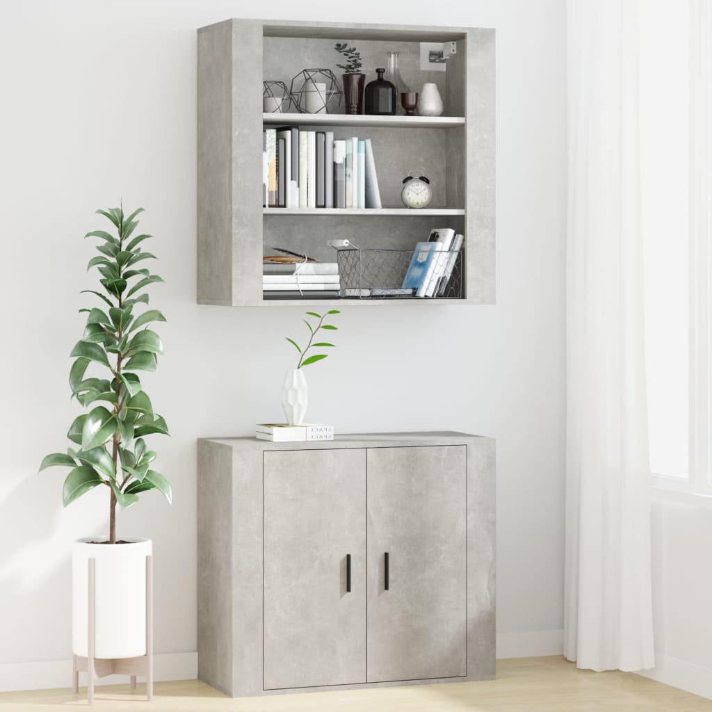 Wandkast 80x33x80 cm bewerkt hout betongrijs is nu te koop bij PeponiXL, paradijselijk wonen!