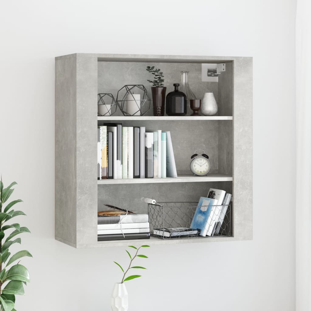 Wandkast 80x33x80 cm bewerkt hout betongrijs is nu te koop bij PeponiXL, paradijselijk wonen!