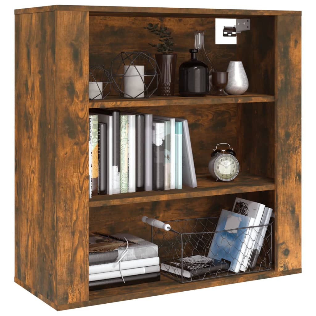 Wandkast 80x33x80 cm bewerkt hout gerookt eikenkleurig is nu te koop bij PeponiXL, paradijselijk wonen!