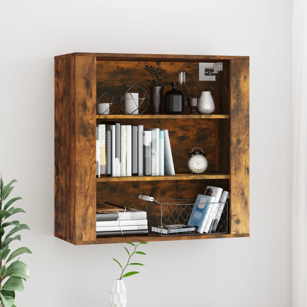 Wandkast 80x33x80 cm bewerkt hout gerookt eikenkleurig is nu te koop bij PeponiXL, paradijselijk wonen!