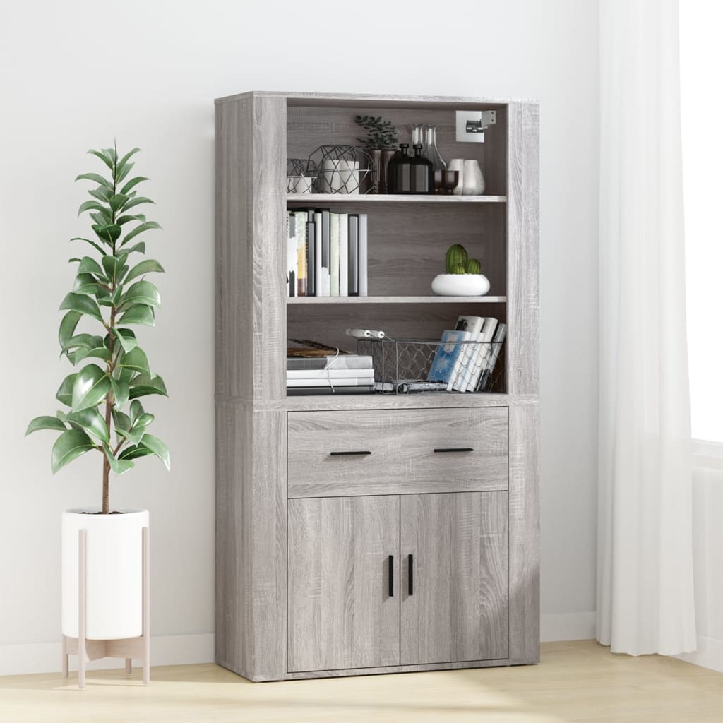Wandkast 80x33x80 cm bewerkt hout grijs sonoma eikenkleurig is nu te koop bij PeponiXL, paradijselijk wonen!