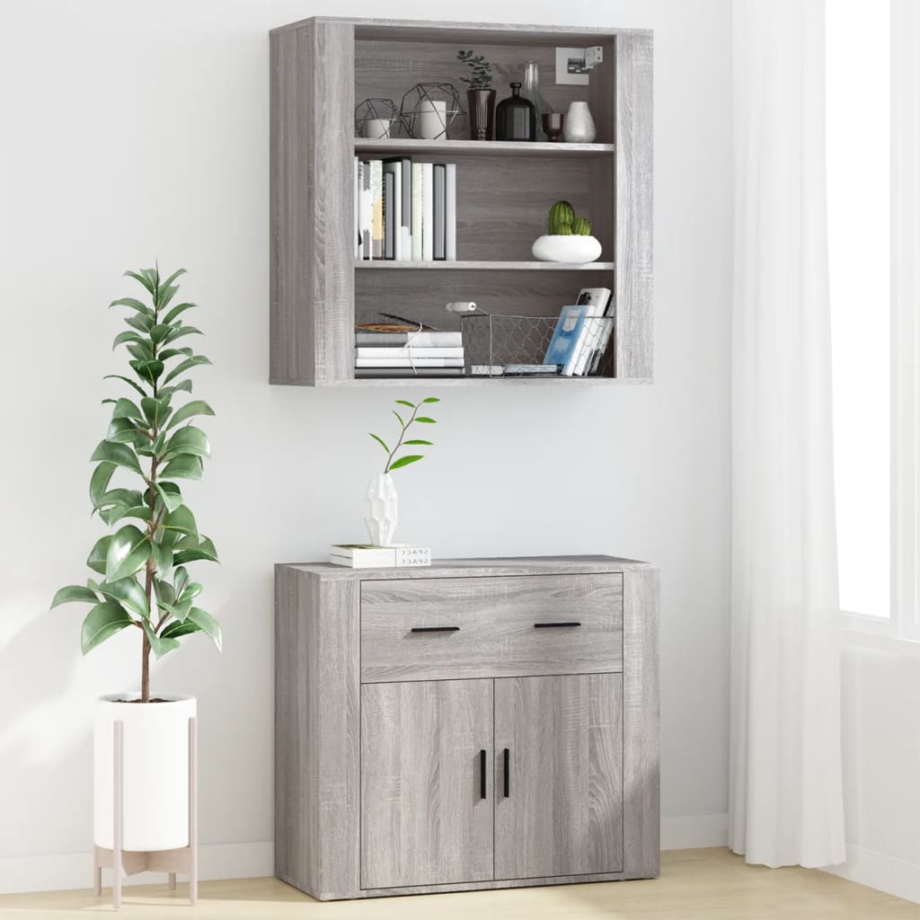 Wandkast 80x33x80 cm bewerkt hout grijs sonoma eikenkleurig is nu te koop bij PeponiXL, paradijselijk wonen!