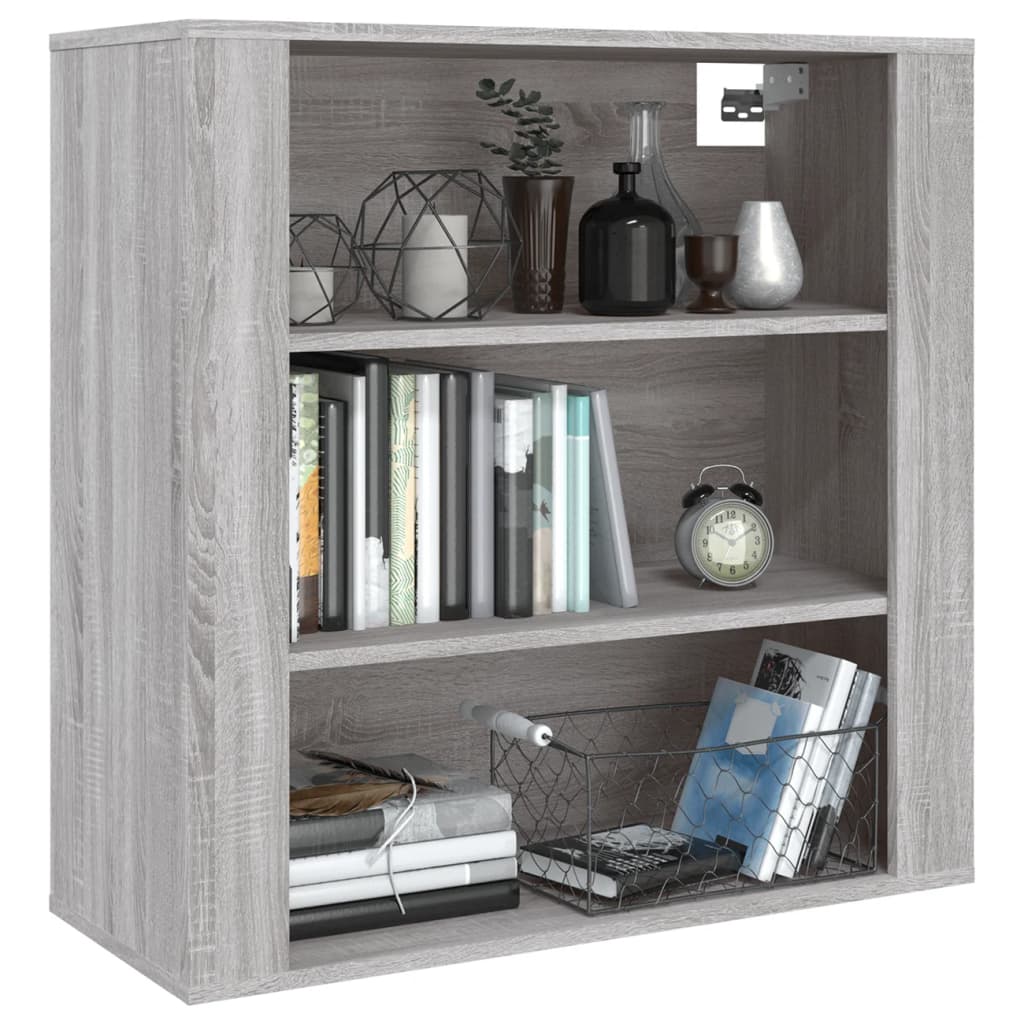 Wandkast 80x33x80 cm bewerkt hout grijs sonoma eikenkleurig is nu te koop bij PeponiXL, paradijselijk wonen!