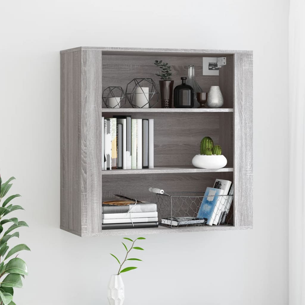 Wandkast 80x33x80 cm bewerkt hout grijs sonoma eikenkleurig is nu te koop bij PeponiXL, paradijselijk wonen!