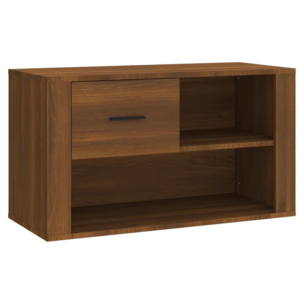 Schoenenkast 80x35x45 cm bewerkt hout bruin eikenkleur is nu te koop bij PeponiXL, paradijselijk wonen!