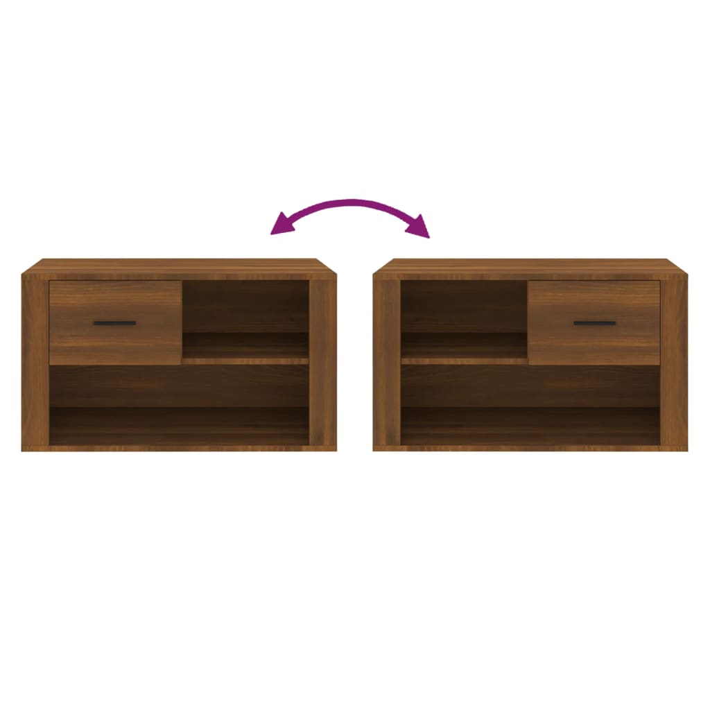 Schoenenkast 80x35x45 cm bewerkt hout bruin eikenkleur is nu te koop bij PeponiXL, paradijselijk wonen!