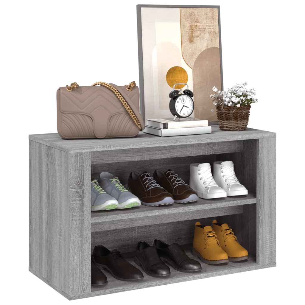 Schoenenrek 75x35x45 cm bewerkt hout grijs sonoma eikenkleur is nu te koop bij PeponiXL, paradijselijk wonen!
