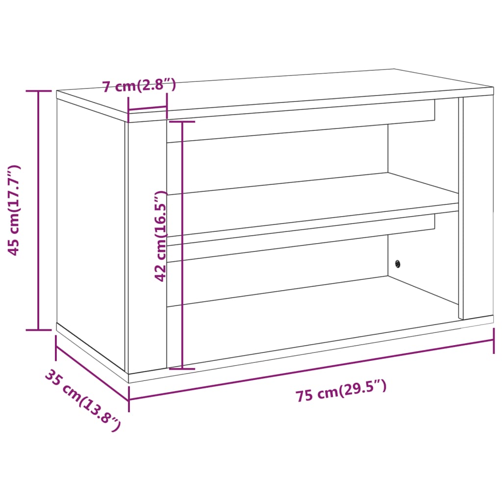 Schoenenrek 75x35x45 cm bewerkt hout grijs sonoma eikenkleur is nu te koop bij PeponiXL, paradijselijk wonen!