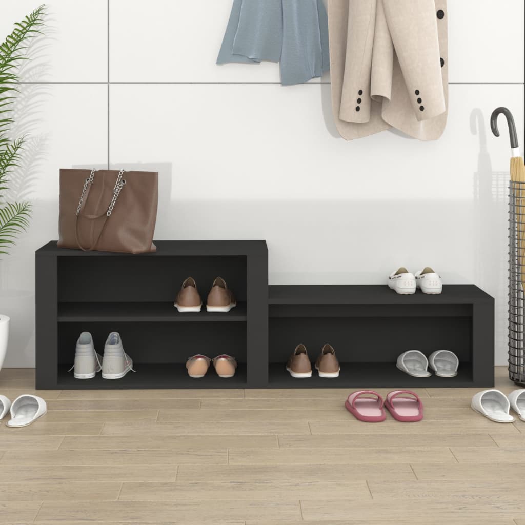 Schoenenkast 150x35x45 cm bewerkt hout zwart is nu te koop bij PeponiXL, paradijselijk wonen!