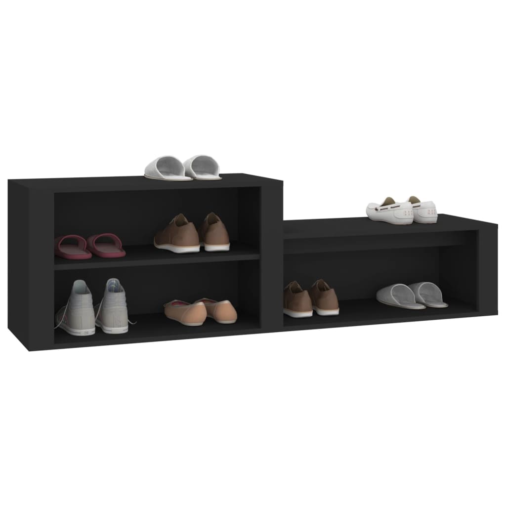Schoenenkast 150x35x45 cm bewerkt hout zwart is nu te koop bij PeponiXL, paradijselijk wonen!