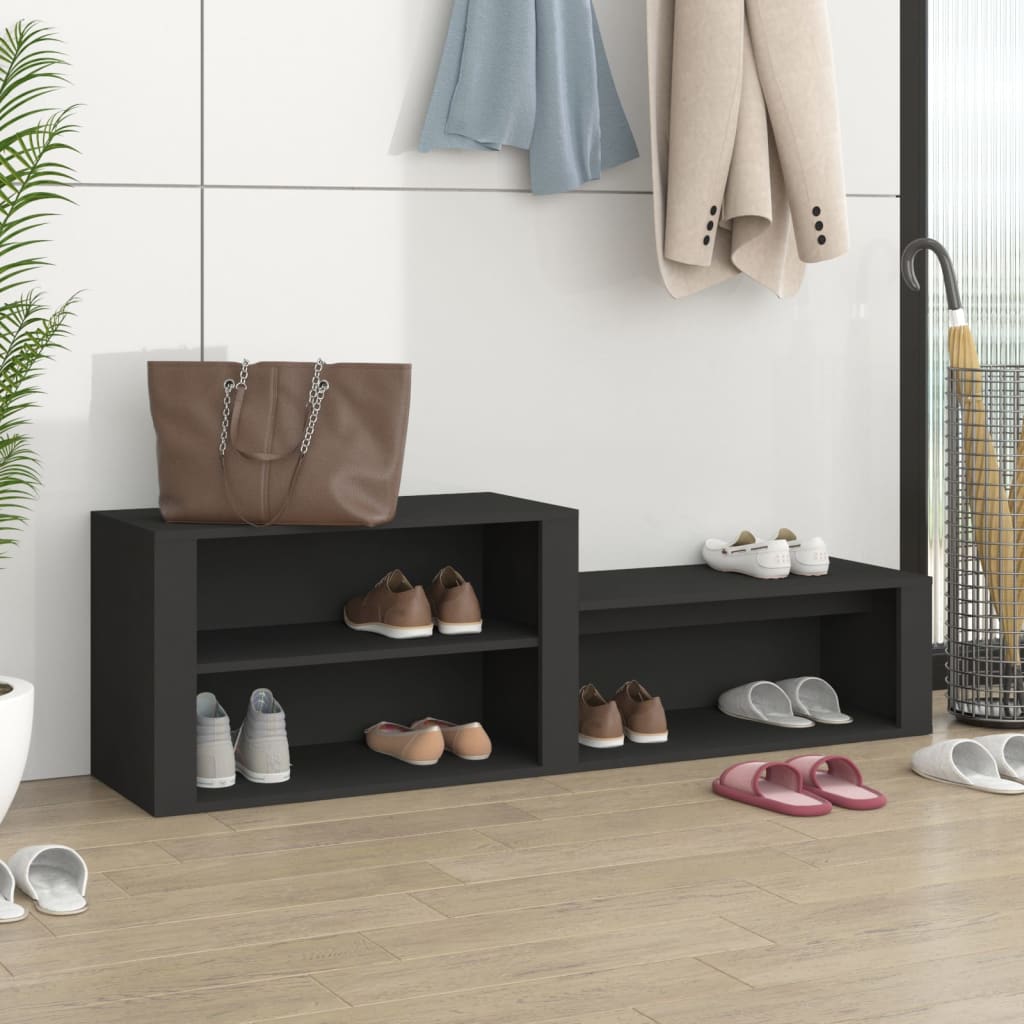 Schoenenkast 150x35x45 cm bewerkt hout zwart is nu te koop bij PeponiXL, paradijselijk wonen!