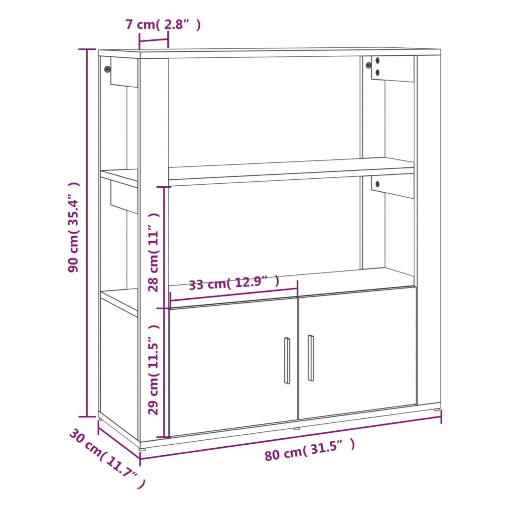 Dressoir 80x30x90 cm bewerkt hout betongrijs is nu te koop bij PeponiXL, paradijselijk wonen!