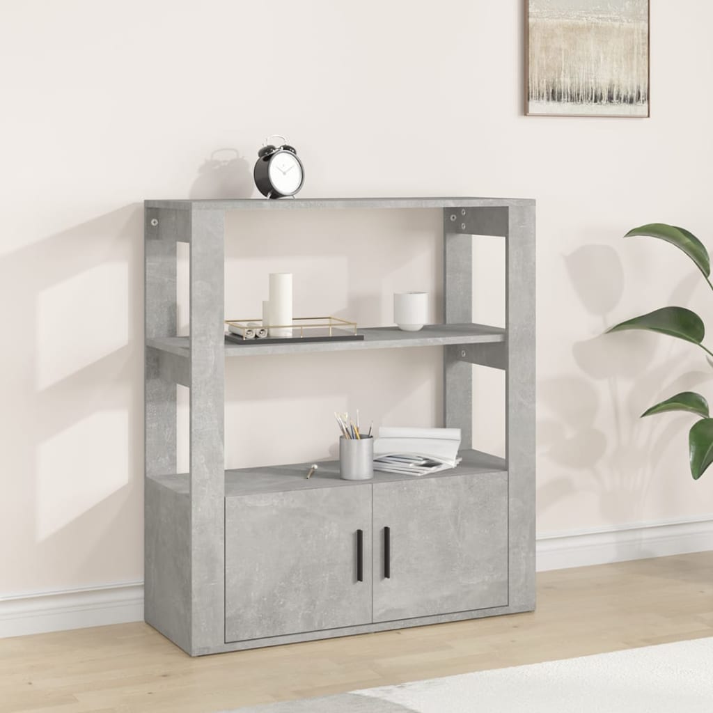 Dressoir 80x30x90 cm bewerkt hout betongrijs is nu te koop bij PeponiXL, paradijselijk wonen!