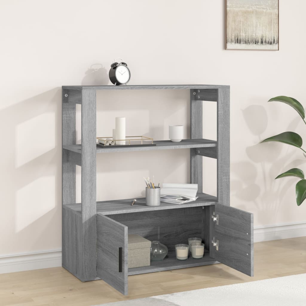 Dressoir 80x30x90 cm bewerkt hout grijs sonoma eikenkleurig is nu te koop bij PeponiXL, paradijselijk wonen!