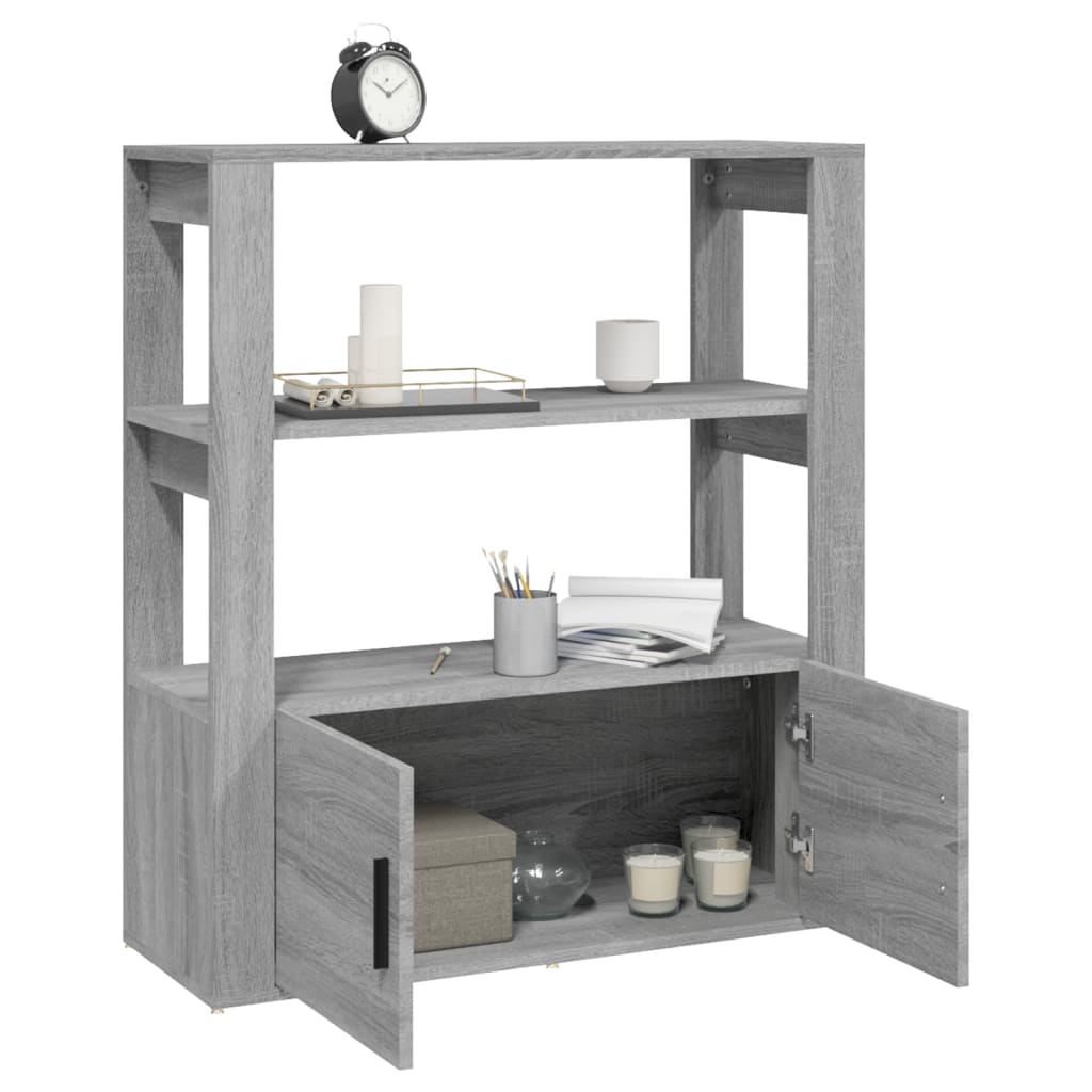 Dressoir 80x30x90 cm bewerkt hout grijs sonoma eikenkleurig is nu te koop bij PeponiXL, paradijselijk wonen!
