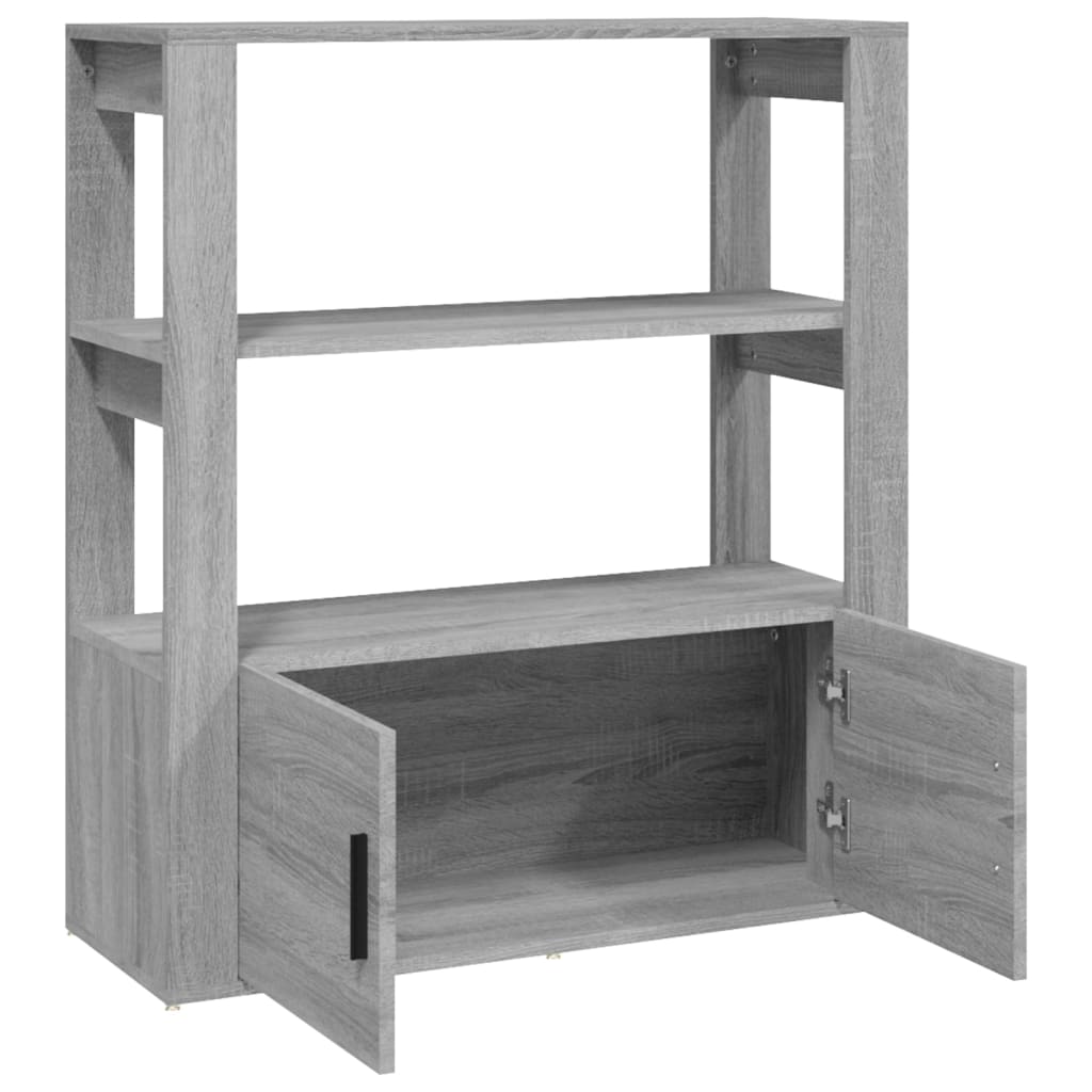 Dressoir 80x30x90 cm bewerkt hout grijs sonoma eikenkleurig is nu te koop bij PeponiXL, paradijselijk wonen!