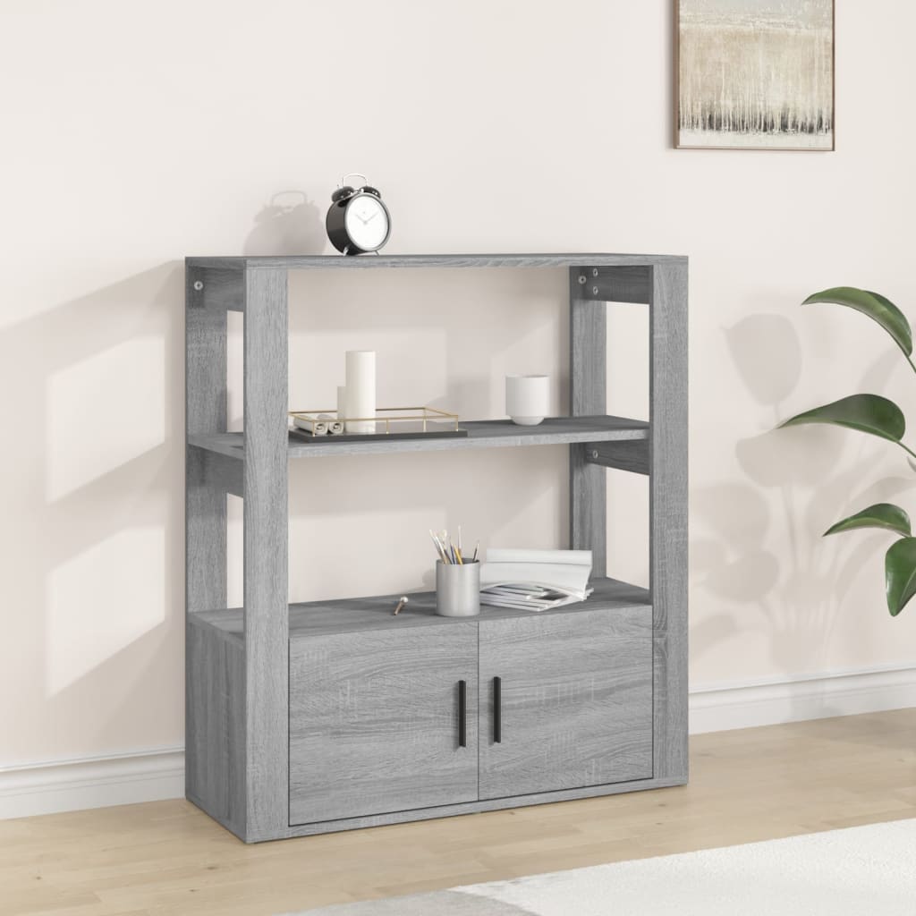 Dressoir 80x30x90 cm bewerkt hout grijs sonoma eikenkleurig is nu te koop bij PeponiXL, paradijselijk wonen!