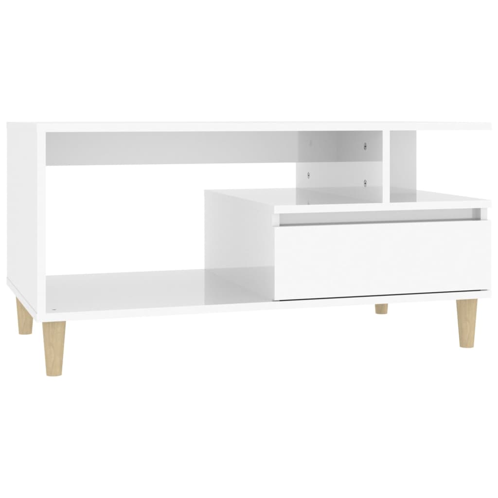 Salontafel 90x49x45 cm bewerkt hout hoogglans wit is nu te koop bij PeponiXL, paradijselijk wonen!