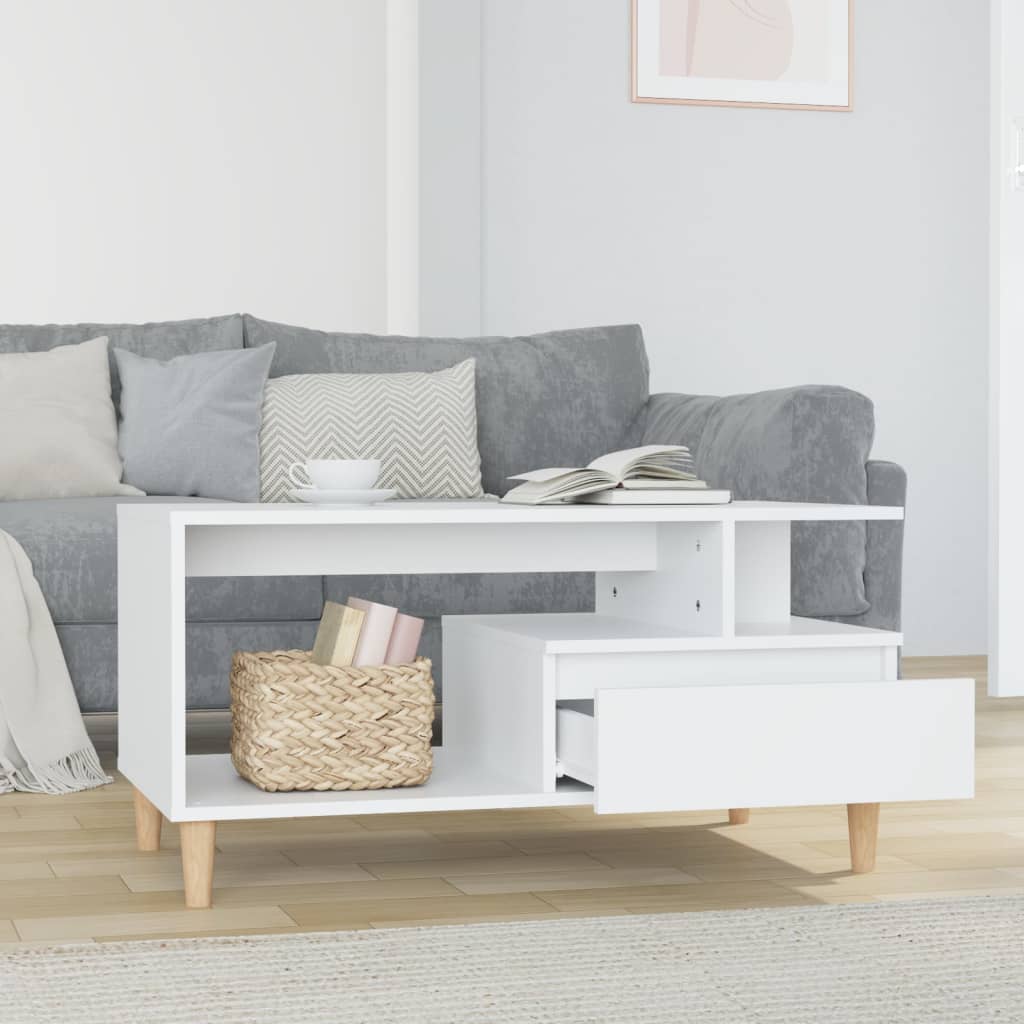 Salontafel 90x49x45 cm bewerkt hout hoogglans wit is nu te koop bij PeponiXL, paradijselijk wonen!