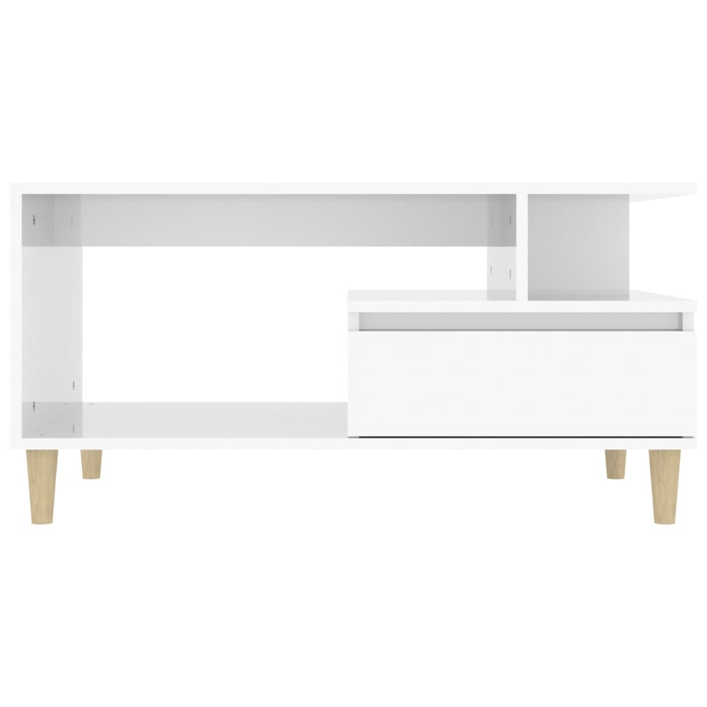 Salontafel 90x49x45 cm bewerkt hout hoogglans wit is nu te koop bij PeponiXL, paradijselijk wonen!