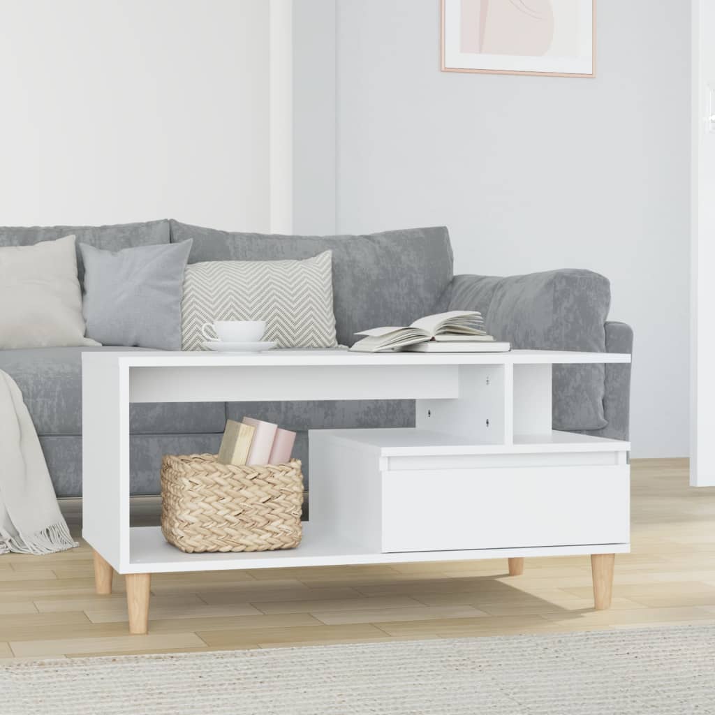 Salontafel 90x49x45 cm bewerkt hout hoogglans wit is nu te koop bij PeponiXL, paradijselijk wonen!