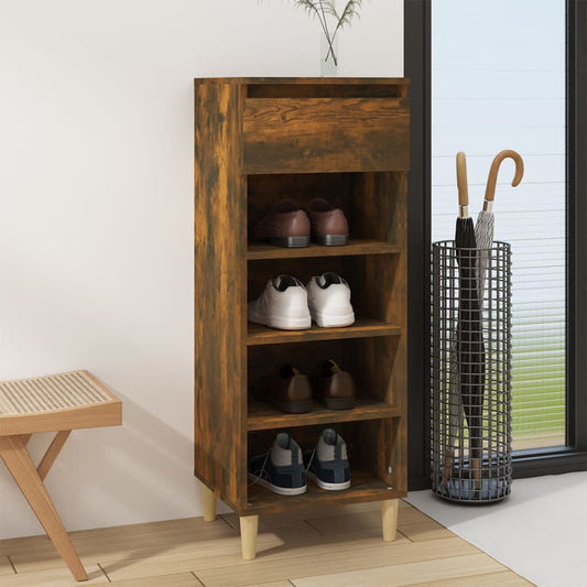 Schoenenkast 40x36x105 cm bewerkt hout gerookt eikenkleurig is nu te koop bij PeponiXL, paradijselijk wonen!