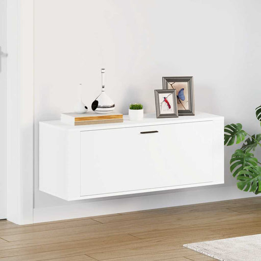 Wandschoenenkast 100x35x38 cm bewerkt hout wit is nu te koop bij PeponiXL, paradijselijk wonen!