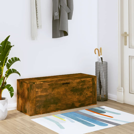 Schoenenkast wandgemonteerd 100x35x38 cm bewerkt hout eiken is nu te koop bij PeponiXL, paradijselijk wonen!