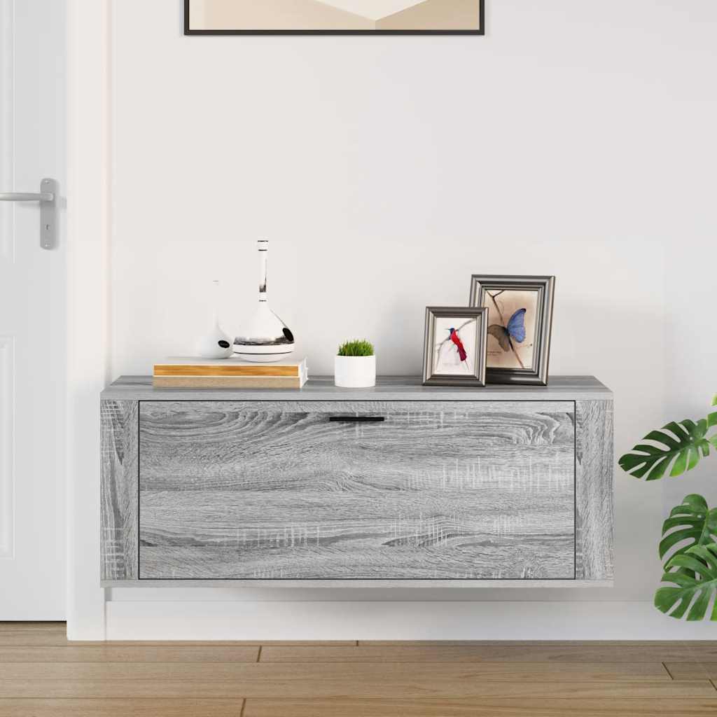 Wandschoenenkast 100x35x38 cm bewerkt hout grijs sonoma is nu te koop bij PeponiXL, paradijselijk wonen!