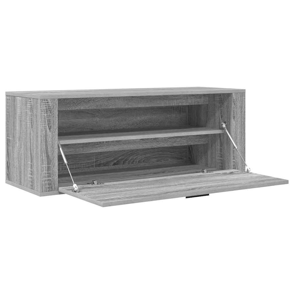 Wandschoenenkast 100x35x38 cm bewerkt hout grijs sonoma is nu te koop bij PeponiXL, paradijselijk wonen!