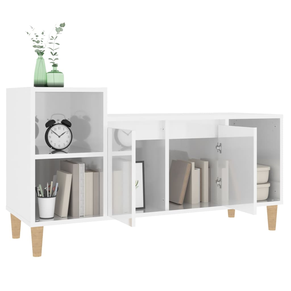 Tv-meubel 100x35x55 cm bewerkt hout hoogglans wit is nu te koop bij PeponiXL, paradijselijk wonen!