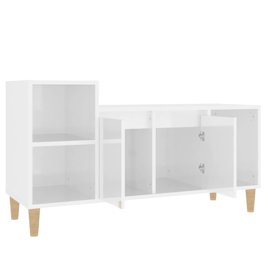 Tv-meubel 100x35x55 cm bewerkt hout hoogglans wit is nu te koop bij PeponiXL, paradijselijk wonen!