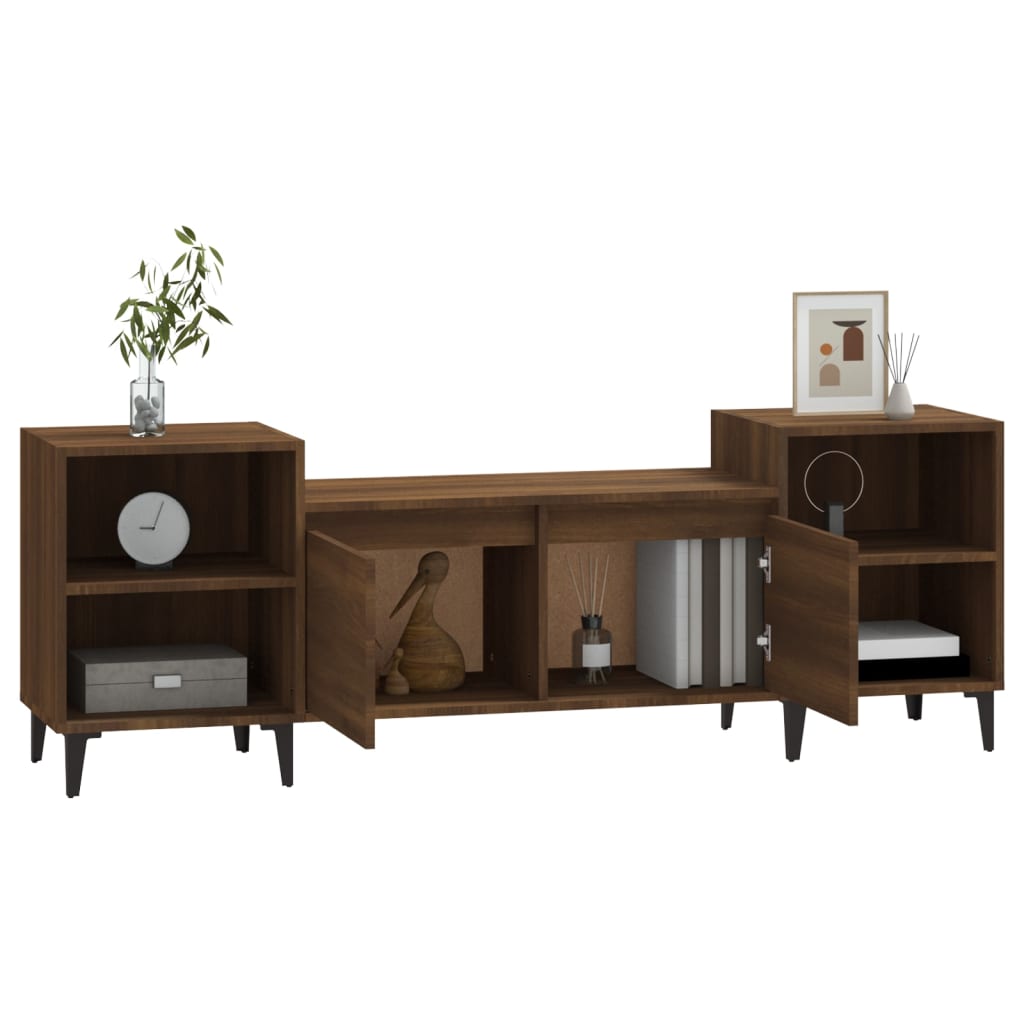Tv-meubel 160x35x55 cm bewerkt hout bruin eikenkleur is nu te koop bij PeponiXL, paradijselijk wonen!