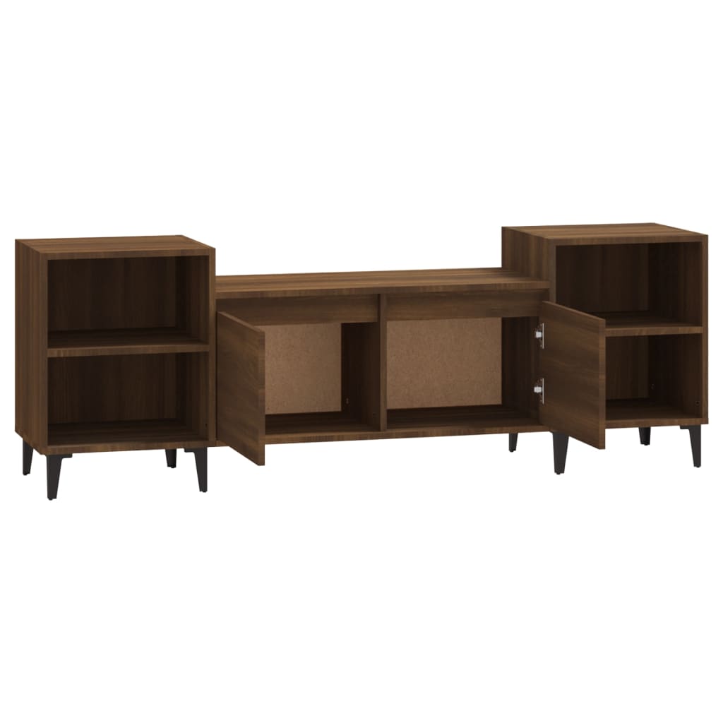 Tv-meubel 160x35x55 cm bewerkt hout bruin eikenkleur is nu te koop bij PeponiXL, paradijselijk wonen!