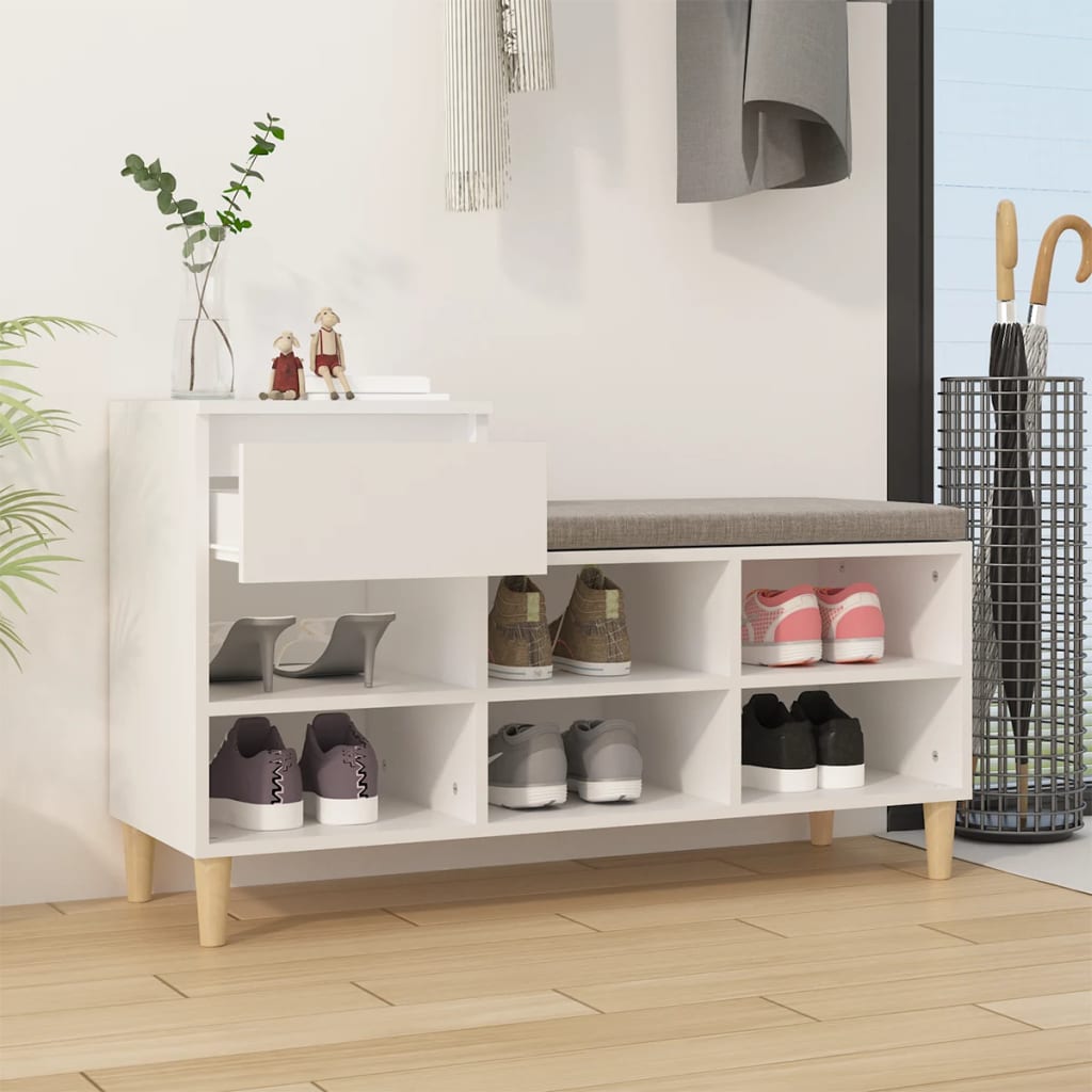Schoenenkast 102x36x60 cm bewerkt hout wit is nu te koop bij PeponiXL, paradijselijk wonen!