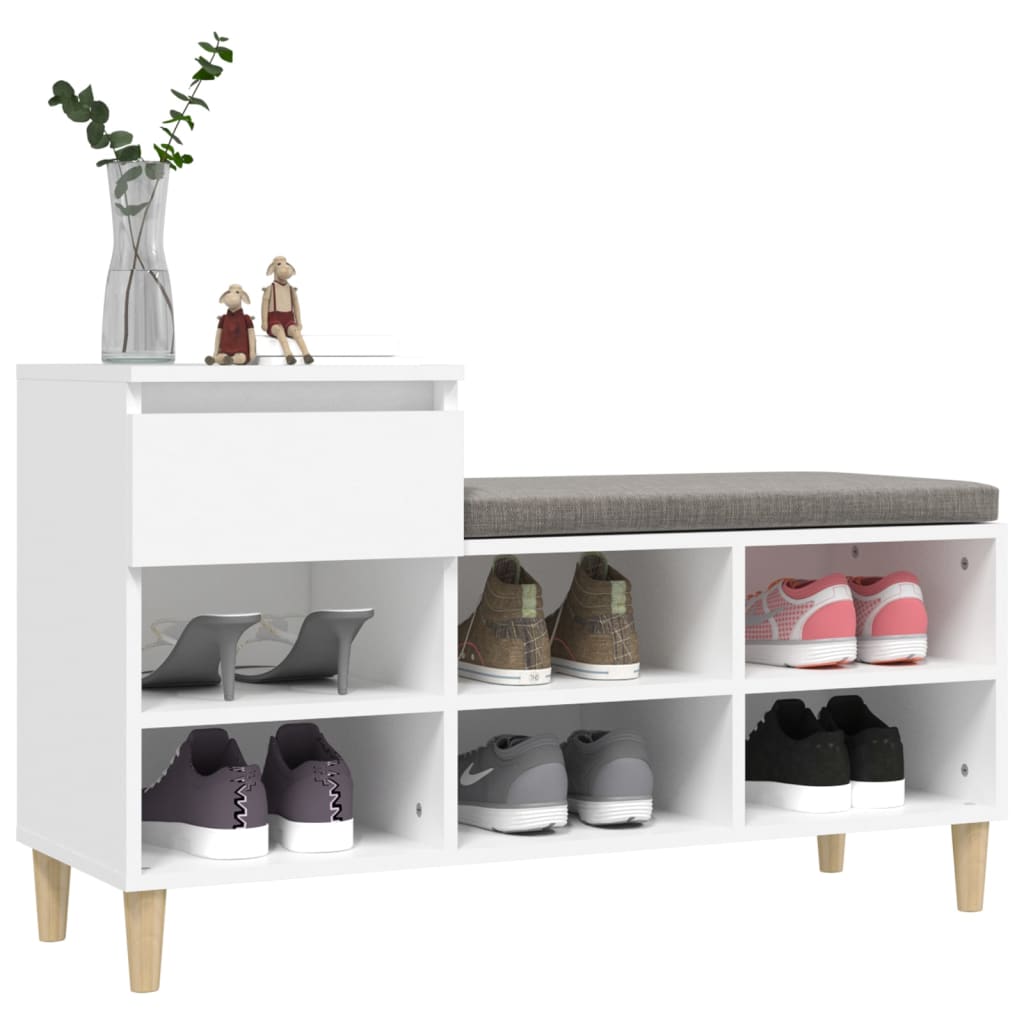 Schoenenkast 102x36x60 cm bewerkt hout wit is nu te koop bij PeponiXL, paradijselijk wonen!