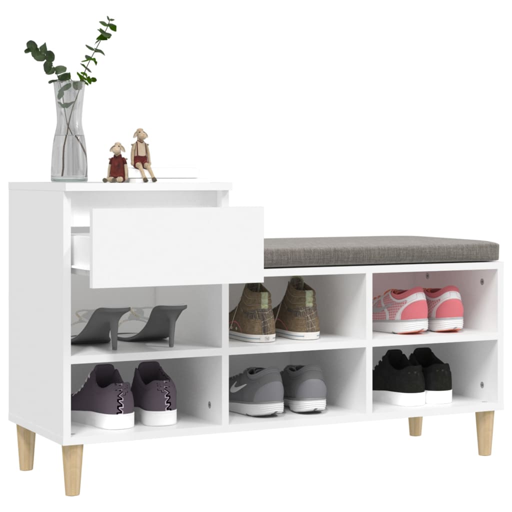 Schoenenkast 102x36x60 cm bewerkt hout wit is nu te koop bij PeponiXL, paradijselijk wonen!