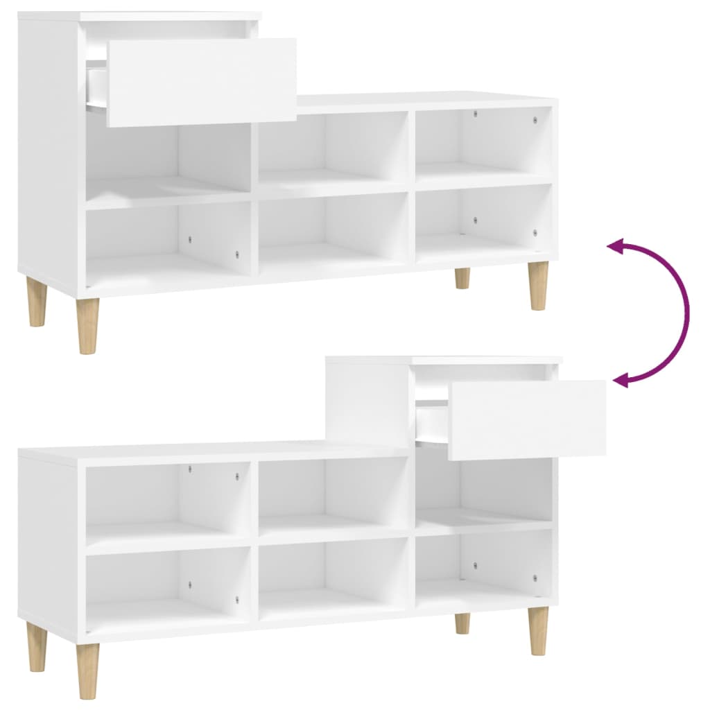 Schoenenkast 102x36x60 cm bewerkt hout wit is nu te koop bij PeponiXL, paradijselijk wonen!